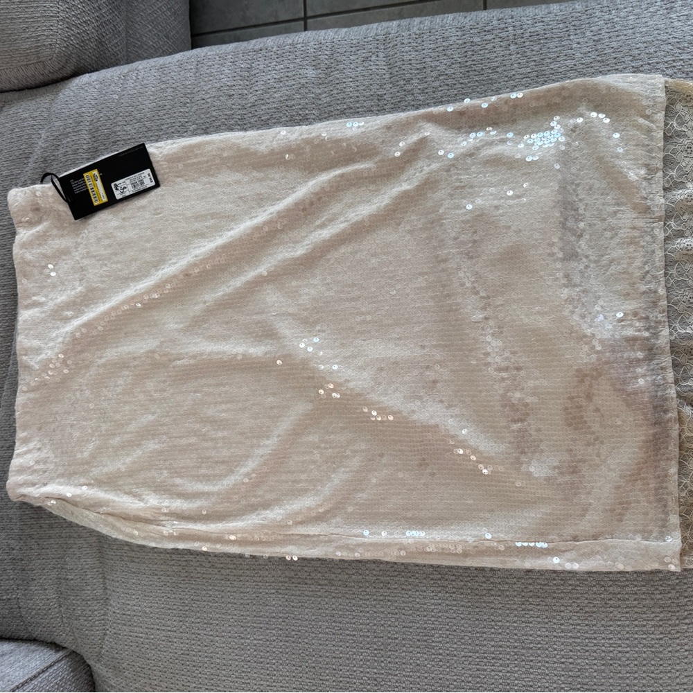 Elegant Cream Sequin Skirt